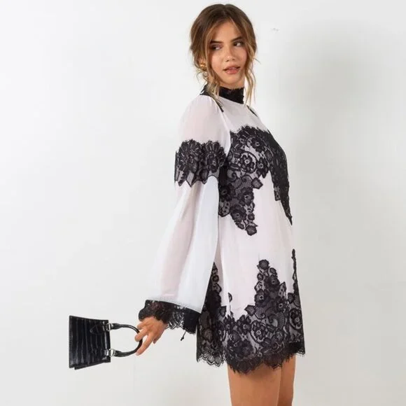 We are HAH /Free people/Revolve - Queen 4 A Day Dress - Blanc/Noir Size XS - Picture 1 of 8